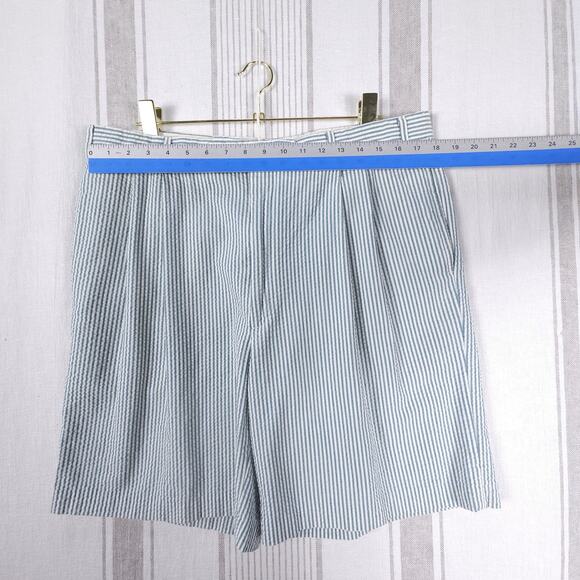 BERLE Shorts Mens 36 Seersucker Pleated Preppy Striped Yachtcore Country Club - Picture 6 of 11